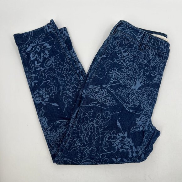 Pilcro and the Letterpress Blue Floral Print High Rise Jeans | Excellent Conditi - Picture 8 of 11